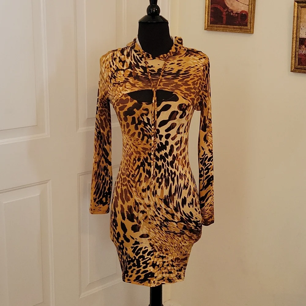💥Animal Print Dress with Hoodie💥 - Picture 2 of 11